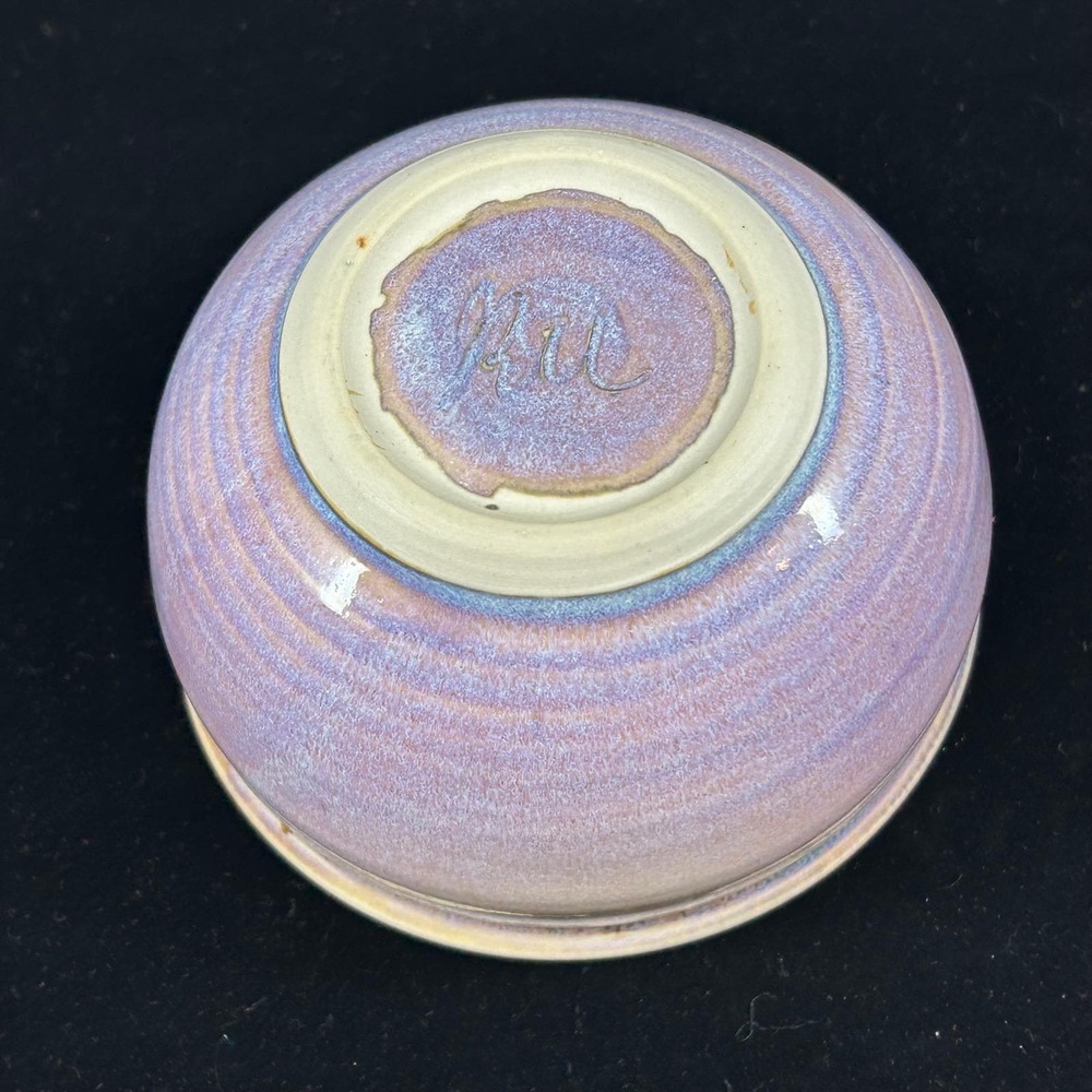 Handmade Pottery Bowl Lavender Glaze Handthrown Signed Studio Pottery - Picture 9 of 12